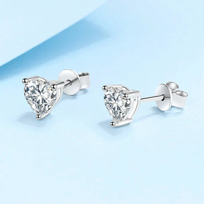 1CT 2CT Heart Cut Moissanite Studs Earrings for Women Lab Diamond 925 Sterling Silver Women's Earrings Wedding Jewelry