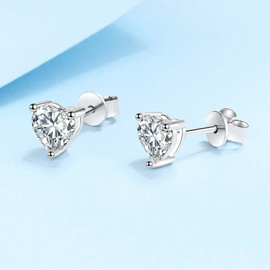 1CT 2CT Heart Cut Moissanite Studs Earrings for Women Lab Diamond 925 Sterling Silver Women's Earrings Wedding Jewelry