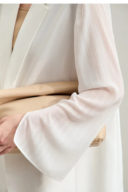 Women's Coat Autumn Autumn Fashion Turned Over Collar Color-block Spliced Fabric Casual Loose Blazers For Woman 12641083