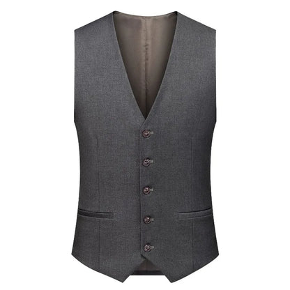 Man Waistcoat Single-breasted V-neck Male Suit Vest Simple Solid Color Comfortable Business Casual Versatile Men Vest