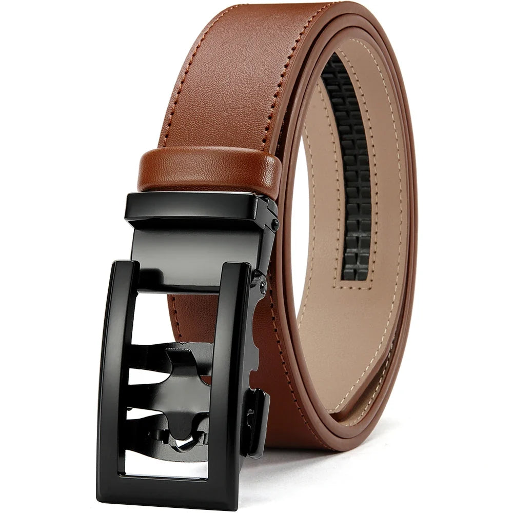 DOOPAI New Mens Belt Hollow Automatic Mens Belt Genuine Leather Luxury Belt  For Men Belt Male Strap Male Metal Automatic Buckle