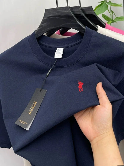 100% cotton high-end brand T-shirt short sleeve summer fashion classic pony embroidery round neck top luxury new Paul men's wear