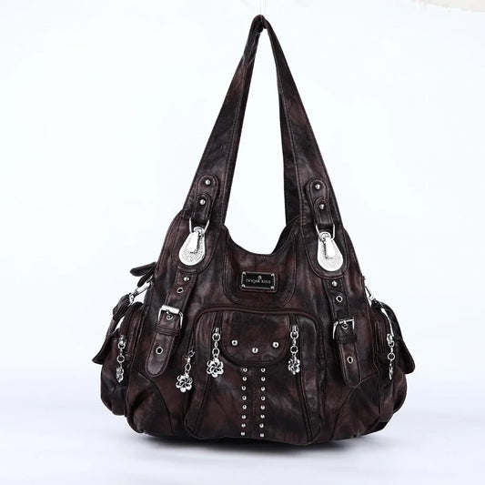 Women's Fashion Shoulder Bag PU Leather Handbag Large Capacity Satchel Vintage Female Shoulder Bag Phone Pouch