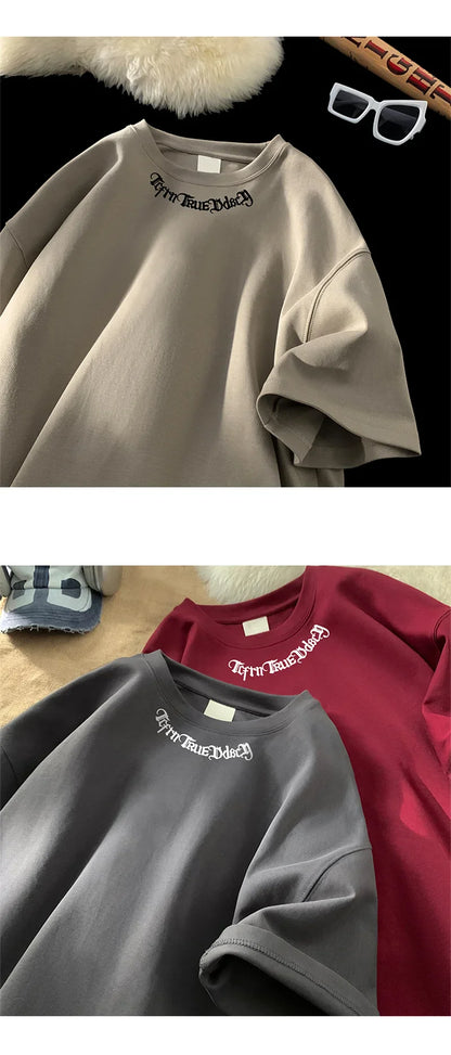 Men's Oversized T-shirts White Cotton T Shirt 5XL for Men Casual Summer Wear Letter Fashion  Print Neck Tee Shirts Men Clothing