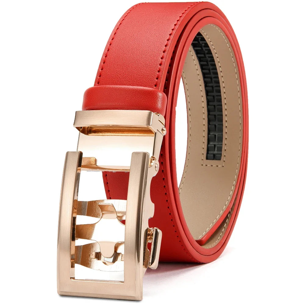 DOOPAI New Mens Belt Hollow Automatic Mens Belt Genuine Leather Luxury Belt  For Men Belt Male Strap Male Metal Automatic Buckle