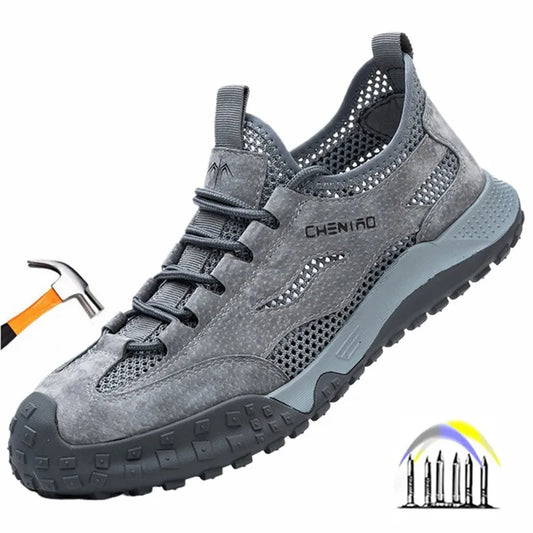 anti-puncture summer safety shoes light breathable work shoes with plastic toe 6kv Insulation work boots safety man sneakers