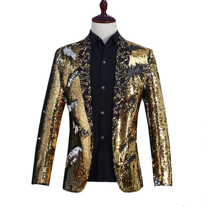 2026 New Men's Red Suit Jacket, Wedding Party Slim Dress Coat, Sequin Decoration Luxurious Blazers Blue Green Terno Masculino