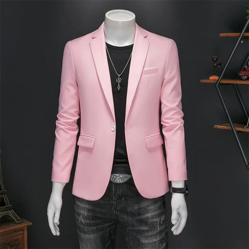 Plus Size 6XL-M Fashion Mens Solid Color Suit Jacket High Quality Business Slim Fit Casual Blazers Formal Social Wedding Tuxedo