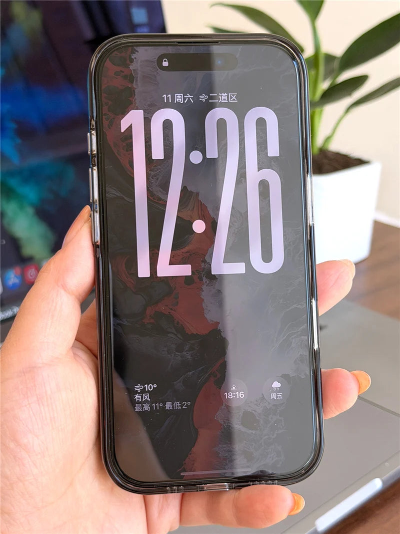 جراب صلب مغناطيسي شفاف أصلي Magsafe لهاتف iPhone 17Pro 16 15 17Pro Max مع زر كاميرا سعوي وغطاء شحن لاسلكي