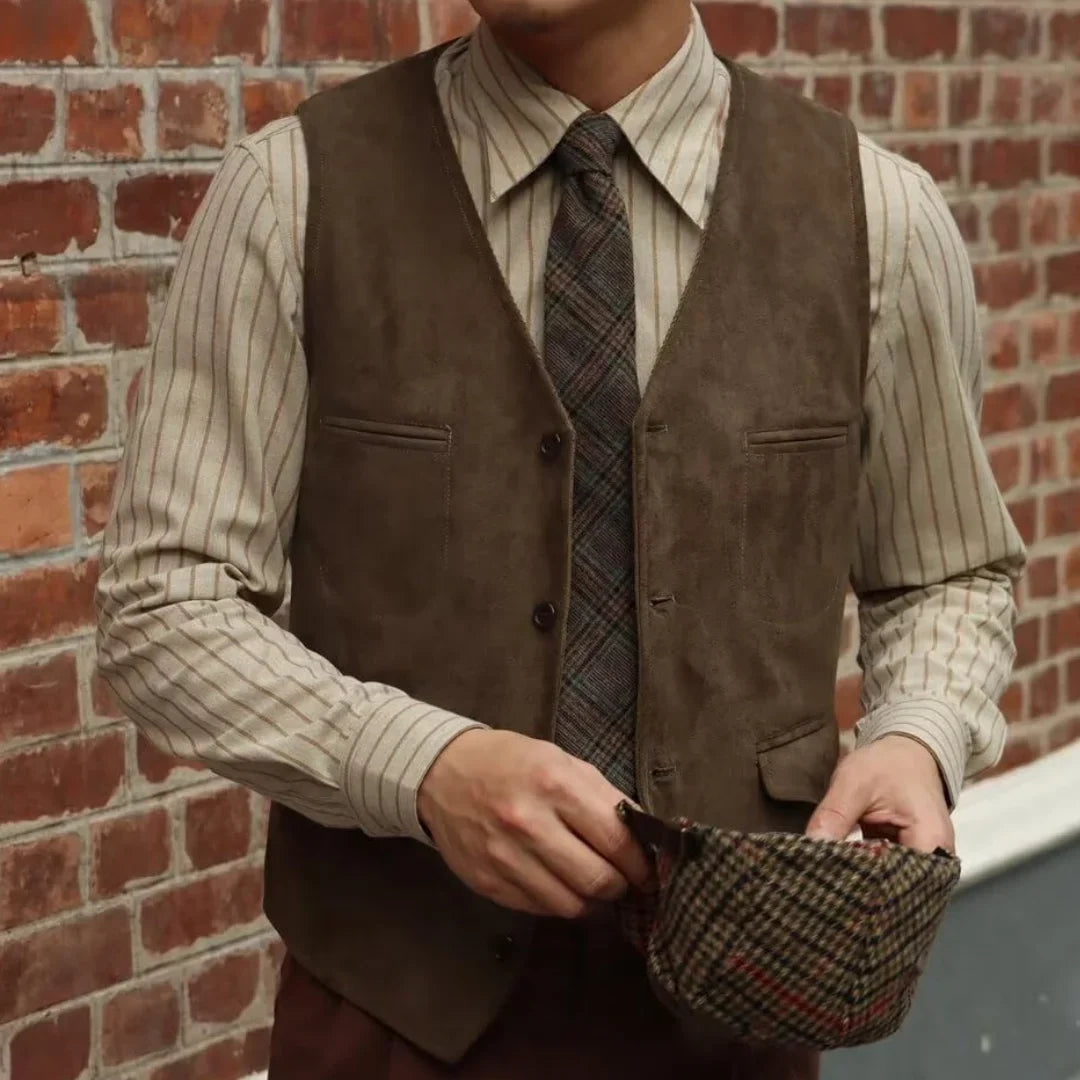 Men Vest Coffee Velvet Single Button With Pocket Waistcoat For Wedding Birthday Banquet Business Casual Work Daily Men Suit Vest