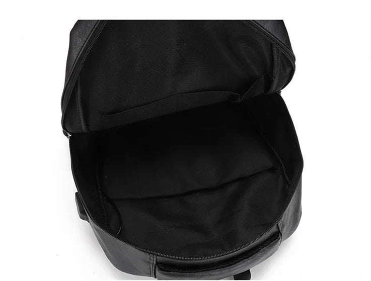 High Quality USB Charging Backpack Men PU Leather Bagpack Large Laptop Backpacks Male Mochilas Schoolbag For Teenagers Boys