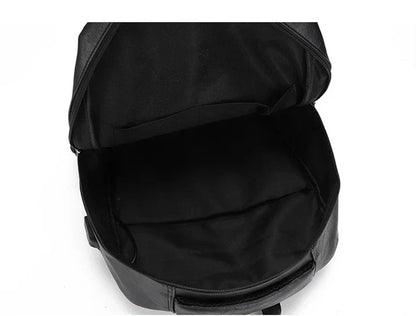 High Quality USB Charging Backpack Men PU Leather Bagpack Large Laptop Backpacks Male Mochilas Schoolbag For Teenagers Boys