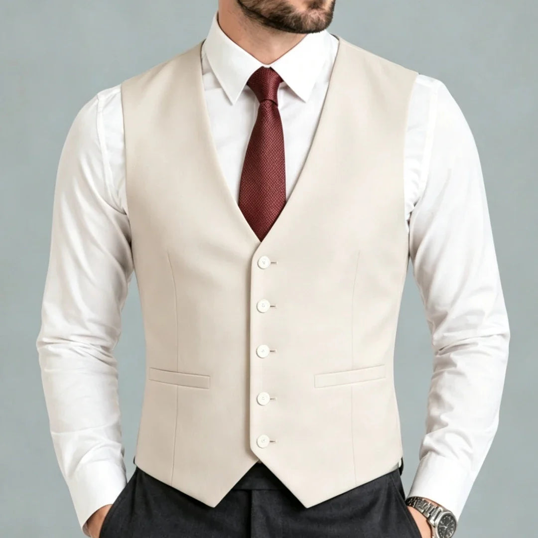 Men Vest Black Solid Single Breasted V Neck Waistcoat For Wedding Groom Banquet Party Business Work Casual Daily Men Suit Vest