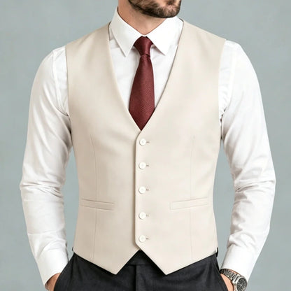Men Vest Black Solid Single Breasted V Neck Waistcoat For Wedding Groom Banquet Party Business Work Casual Daily Men Suit Vest