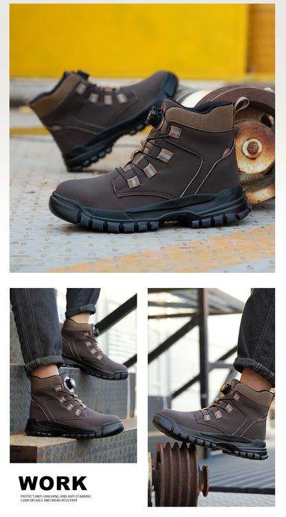 Waterproof Safety Boots Men Indestructible Steel Toe Work Boots Anti-smash Stab-resistant Safety Shoes Biker Botas Para Hombre