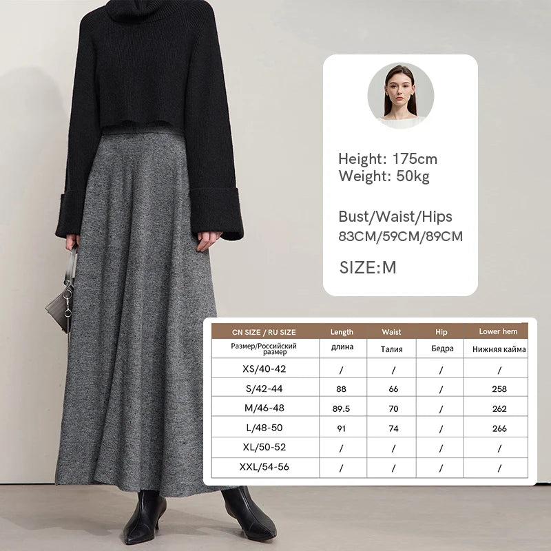 Knitted Skirts For Women 2025 Spring New Gentle A-line Long Skirt Loose Solid Color Elegant Versatile Woman Clothes12553045