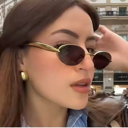 Oval Sunglasses Women Trendy 2025 Luxury Vintage Sunglass Fashion Glasses Dropshipping Lentes De Sol Mujer Lunette Soleil Femme
