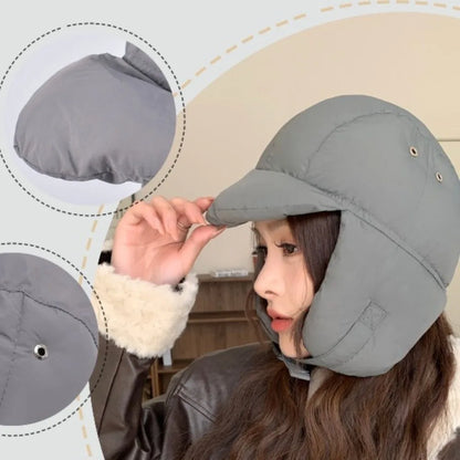 Solid Color Padded Bomber Hats Ear Flaps Thermal Padded Windproof Cycling Cap Korean Version Retro Style Ski Pilot Cap Riding