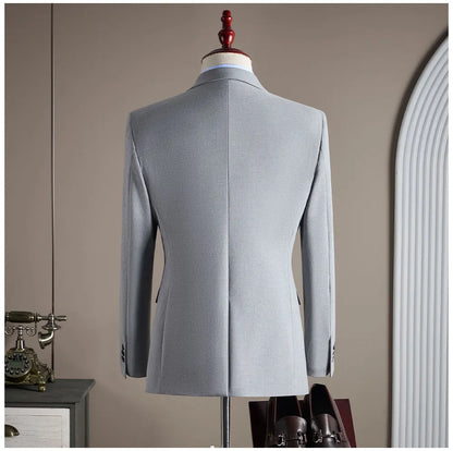 High-quality, Fashionable and Stylish Plus-size Men's Solid-color Suit Set, Men's Three-piece Set, One-button Casual Suit