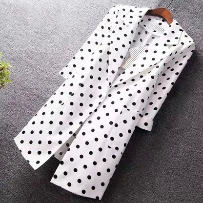 2022 New Summer Women Blazer Polka Dots Thin Jacket  Female Office Lady Suit Coat Professional Wear Casual Jackets Blazers 5XL