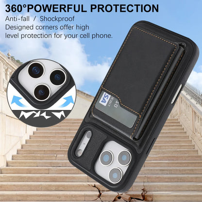 Magnetic Wallet Phone Case for iPhone 13 14 15 16 17 Pro Max, Wireless Charging Foldable Stand, Card Holder Protective Cover