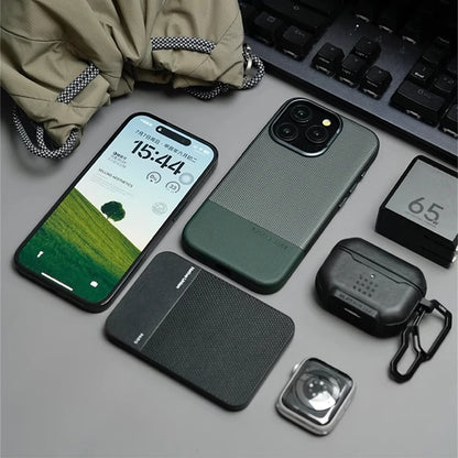 Business Hit Color Relief Leather Case For iPhone 17 Pro Max 16 15 14 13 17Air Magsafe Magnetic Wireless Charge Alloy Lens Cover