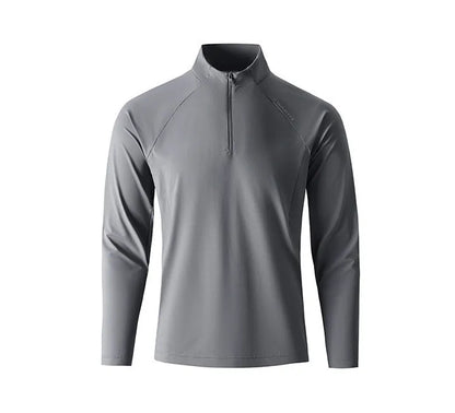 Men's Quick-Dry Half-Zip Long Sleeve T-Shirt – Breathable Four-Way Stretch Athletic Top with UPF50+ Cool Touch for Running & Gym