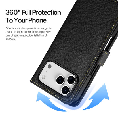 2in1 Magnetic Detachable Wallet Folio Case for iPhone 17 Pro Max/17 Air/16plus 15Leather Cover with Card Slots & Clasp