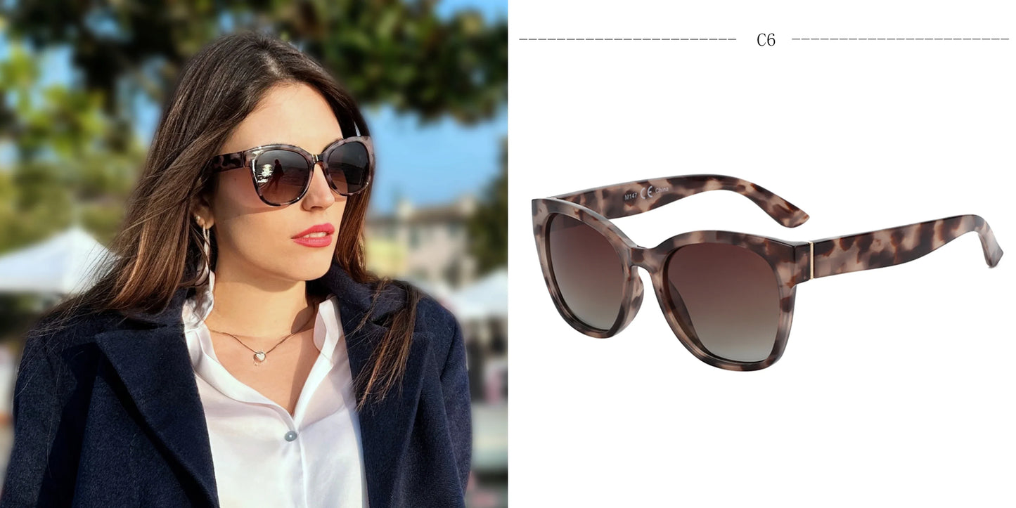 Fashion Original Thick Butterfly Frame Polarized Sunglasses for Women Chunky Uv400 Protection Shade Cat Eye Sun Glasses