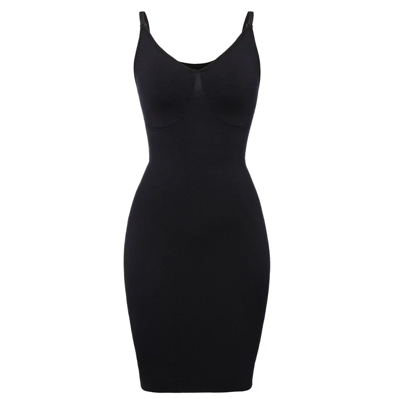 Sexy Full Slip Shapewear Women Dress V Neck Bodycon Underwear Smooth Compression Body Shaper Slimming Waist Abdomen Belly Corset