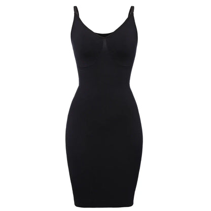 Sexy Full Slip Shapewear Women Dress V Neck Bodycon Underwear Smooth Compression Body Shaper Slimming Waist Abdomen Belly Corset