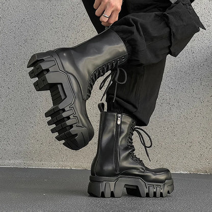 men fashion punk gothic platform boots designer original leather shoes cowboy high boot women stylish long motorcycle botas mans