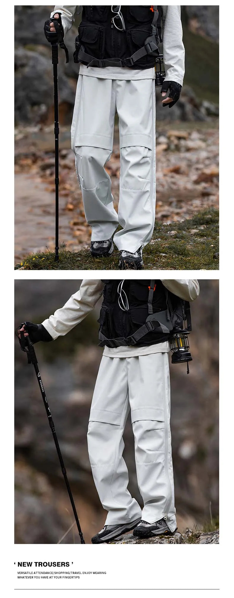 Men's Hiking Pants Waterproof Windproof Breathable Overalls Trousers Side Zipper Trekking Camping Outdoor Sport Camping Pants