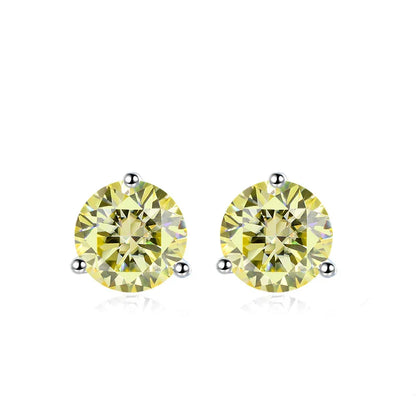 0.5ct 1ct 2ct Champange Blue Rainbow Moissanite Earrings for Women 925 Sterling Silver Lab Diamond  Women's Earring Studs