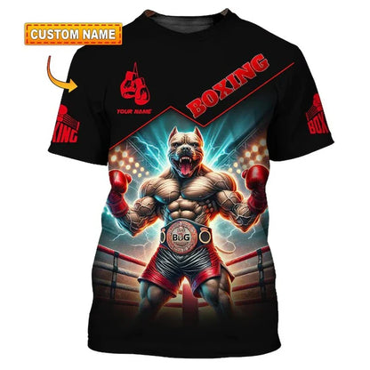Muscle Pitbull Boxing T-shirt For Men Sports Training Breathable T Shirts Boxing Hobby Children Summer DIY Custom Name Tee