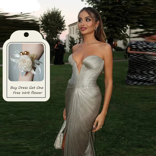 Mermaid Arab Glitter Satin Prom Dress Sleeveless Sweetheart Evening Dresses Split Prom Gown Robe De Soirée Customized