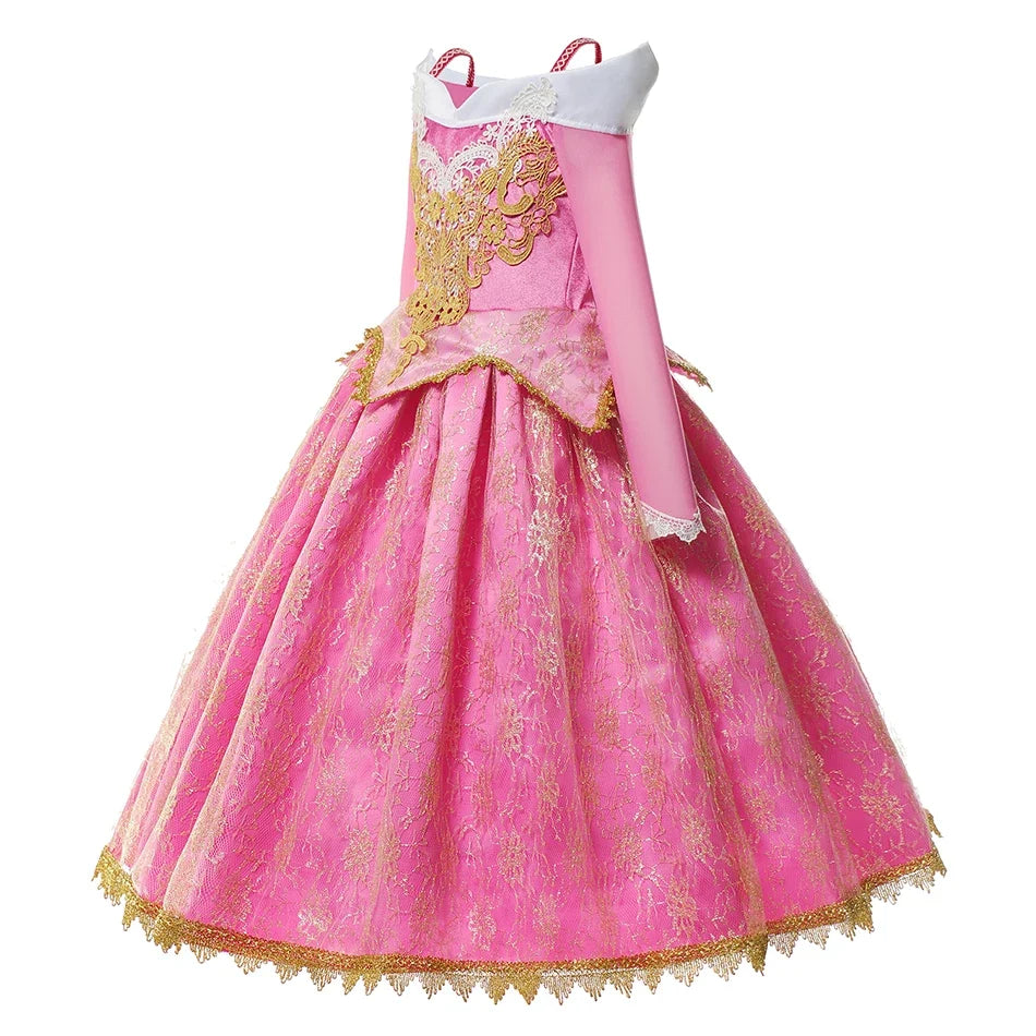 Girls Sleeping Beauty Aurora Cosplay Princess Dress Kids Rapunzel Frozen Elsa Cinderella Costume Party Clothing 2-10Years