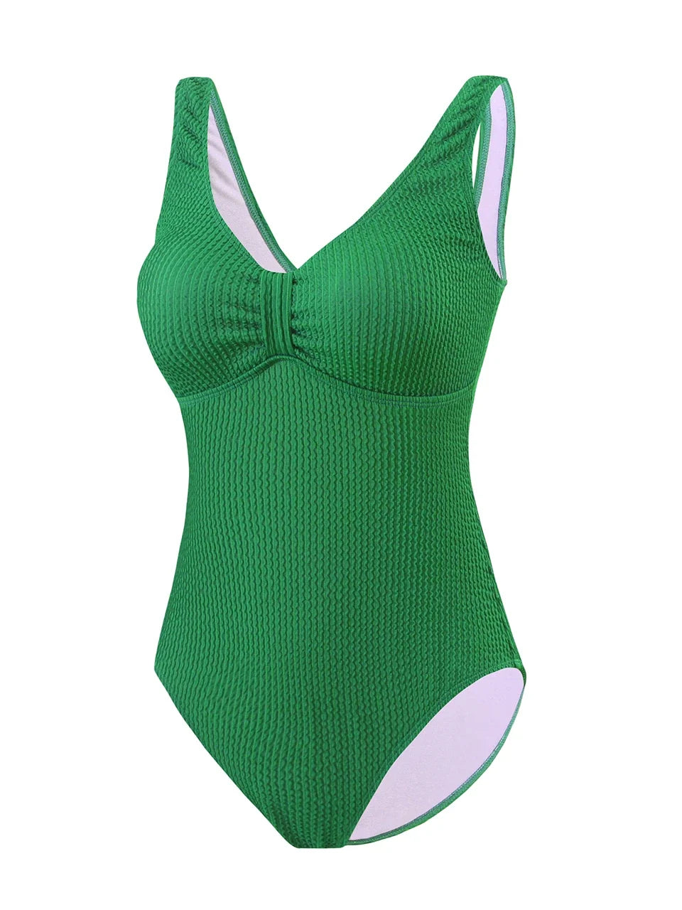 Slim V Neck Swimsuit Women 2025 New One Piece Vacation Swimwear Solid Bodysuit Female Bathers Swimming Monokini Summer Beachwear