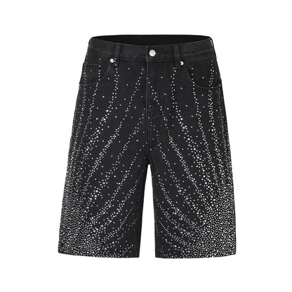 Full Rhinestone Print Washed Blue Baggy Jeans Mens and Women Ropa Hombre Streetwear Solid Casual Denim Trousers Loose Cargos