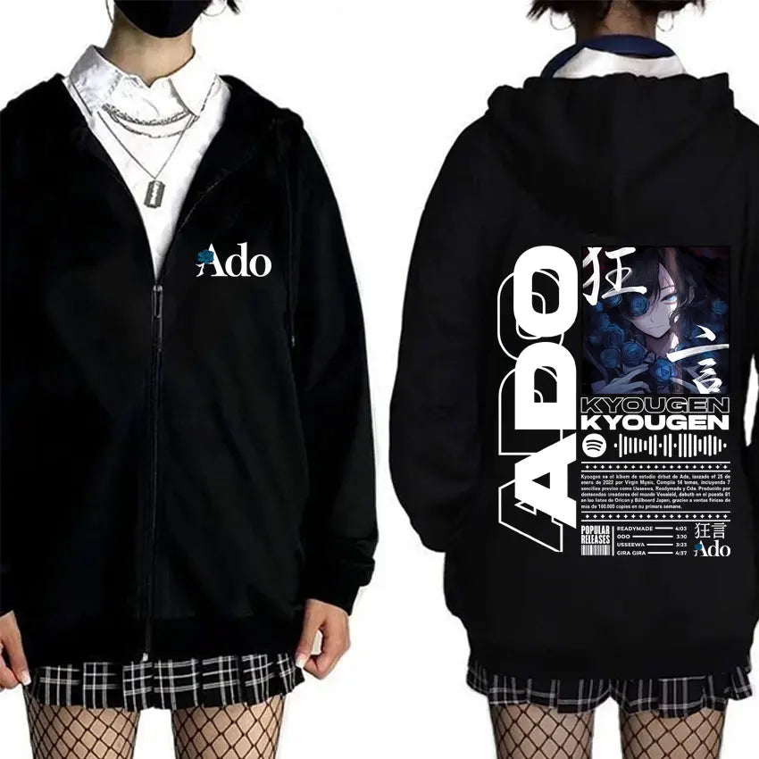 Ado World Tour 2025 Hibana Zipper Hoodie Men Women Clothing Fashion Japanese Style Streetwear Unisex Casual Fleece Zip Up Jacket