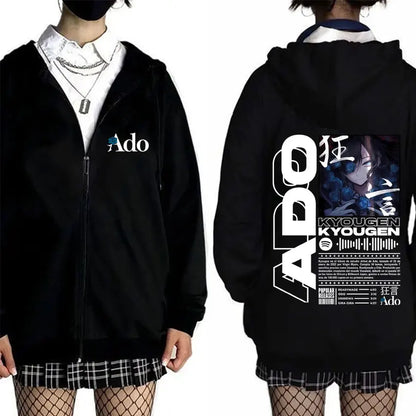 Ado World Tour 2025 Hibana Zipper Hoodie Men Women Clothing Fashion Japanese Style Streetwear Unisex Casual Fleece Zip Up Jacket