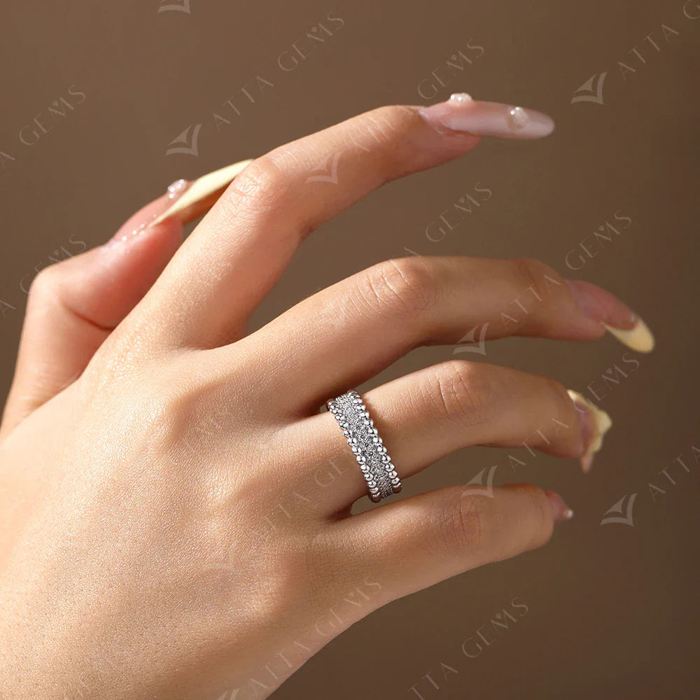 ATTAGEMS Nouvelles Tendances Anneaux Éternels en Moissanite pour Femmes Argent Sterling S925 Diamant D VVS1 Bagues de Fiançailles Élégantes Bijoux Fins