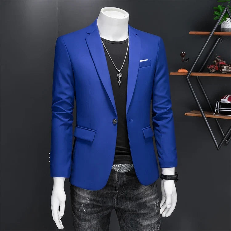 15-color boutique fashion suit 6XL men's slim groom wedding suit jacket business office suit casual solid color suit jacket