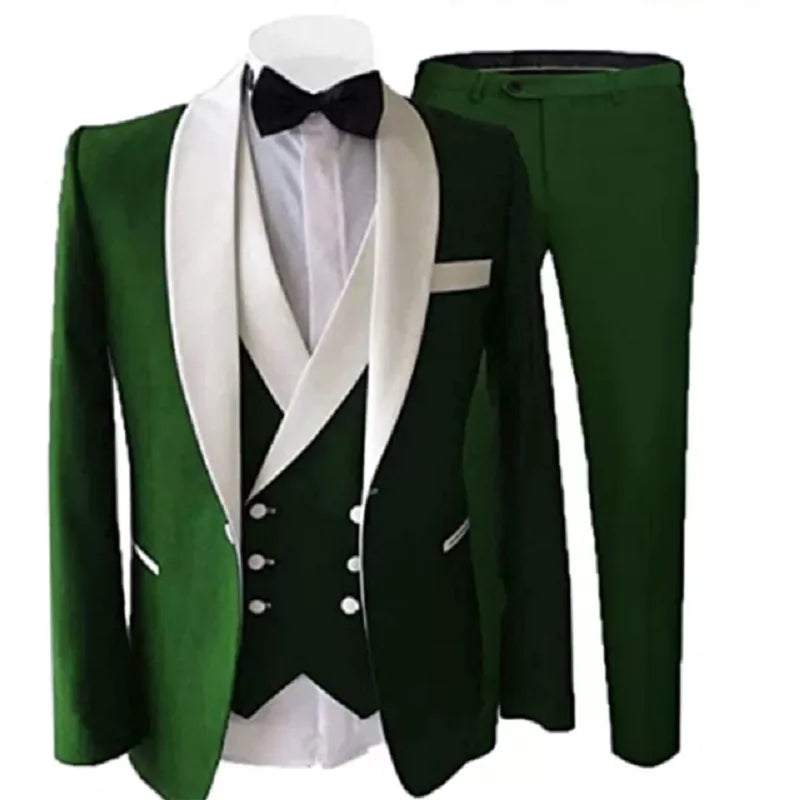 Tailor Made blue Men's Suits Groom Tuxedos Peak Lapel Best Man Suits Mens Wedding Suits (Jacket+Pants+Vest)