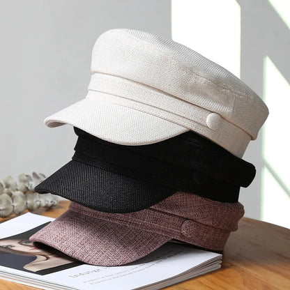 Octagonal Hats Women Beret Girls Octagonal Flat Cap Cotton Navy Hats for Women Stylish Artist Painter Newsboy Hats Army Cap