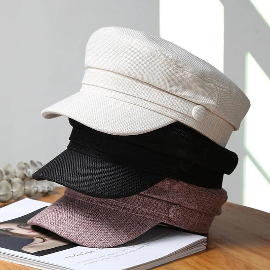Octagonal Hats Women Beret Girls Octagonal Flat Cap Cotton Navy Hats for Women Stylish Artist Painter Newsboy Hats Army Cap