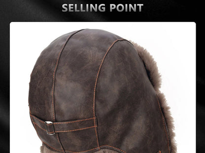 Bomber Hat Thick Warm Russian Hat Fur Lined Autumn Winter Hats for Men Women Windproof PU Leather Ski Trapper Earflap Cap