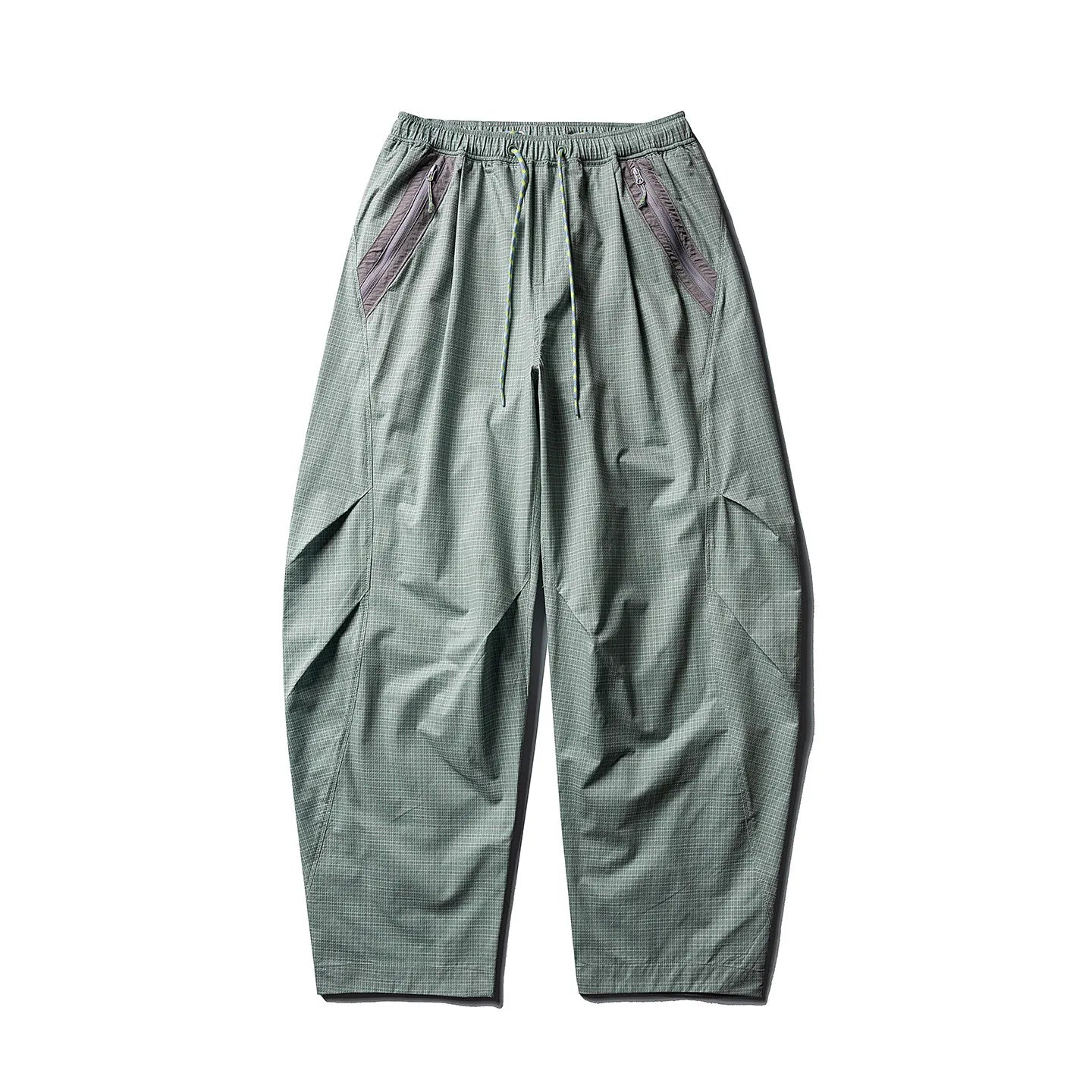 Unisex Lightweight Parachute Pants Spring Summer Outdoor Hiking Plaid Patchwork Color Block Loose Fit Casual Streetwear Trendy