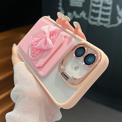 Luxury Metal Stand Exquisite Heart Card Bag Shock Proof Case for iPhone 17 16 15 14 13 12ProMax Plus Send camera protective film