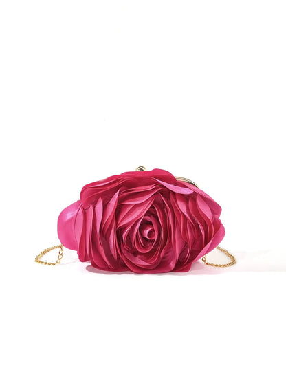 Fashion Pink Flower Petal Banquet Floral Dress Purse Evening Day Clutch Bag Women Luxury Prom Party Wedding Day Bag